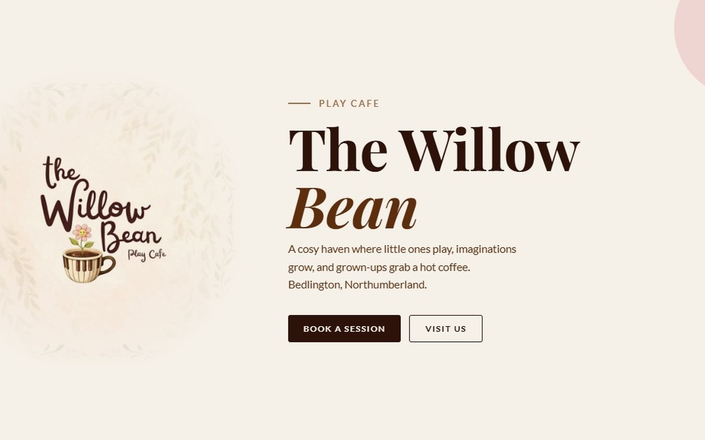 The Willow Bean Play Cafe website - coming summer 2026, Bedlington Northumberland
